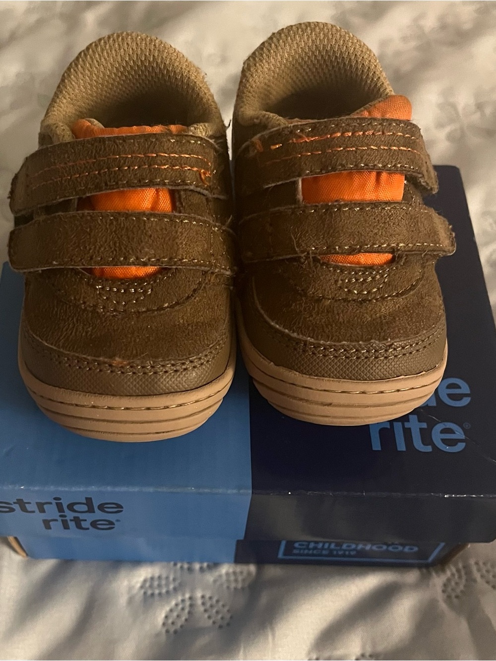 Stride Rite Brown and Orange Toddler Velcro Sneakers
